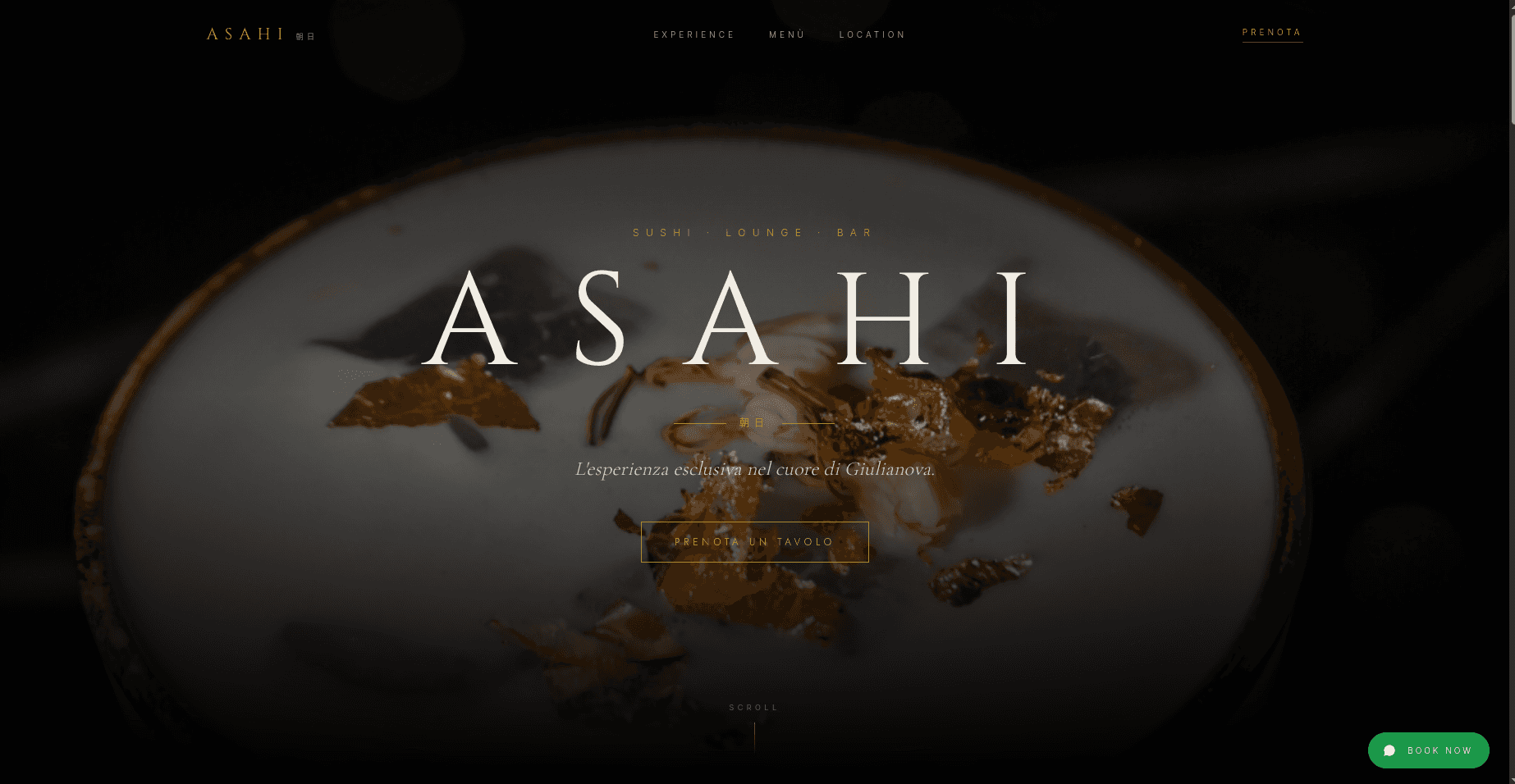 Home page del sito di Asahi Sushi Lounge Bar, Giulianova